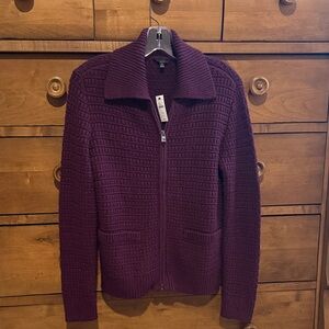 Talbots Deep Purple Knit Cardigan